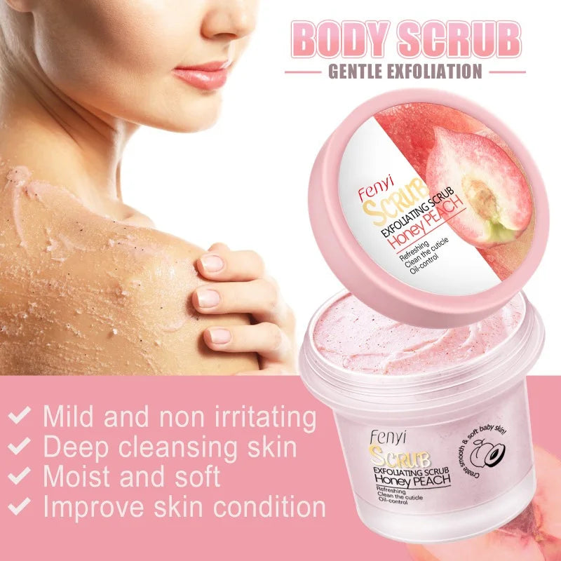 Honey Peach Body Scrub Exfoliating Deep Clean Moisturizing for Face & Body