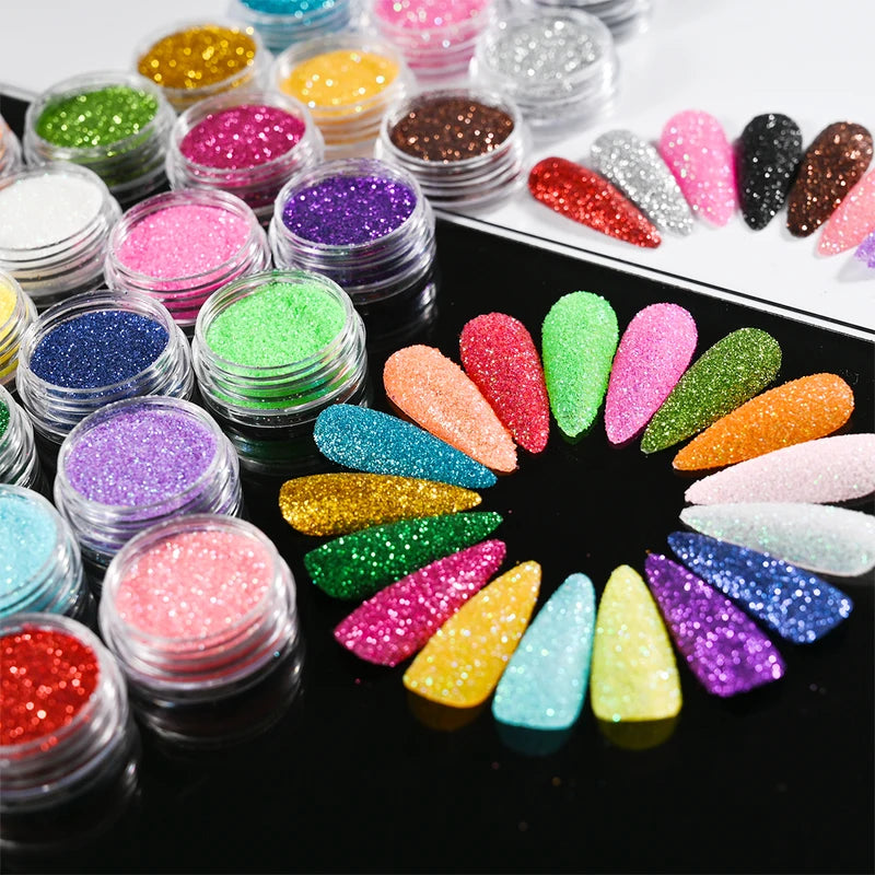 24pcs Nail Glitter Powder Set - Holographic Fine Sugar Chrome Pigment for Gel Polish & Manicure