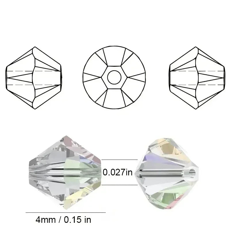 Bicone Crystal Beads Set for Jewelry Making - Multi-Size Irregular Glass Beads with Storage Case