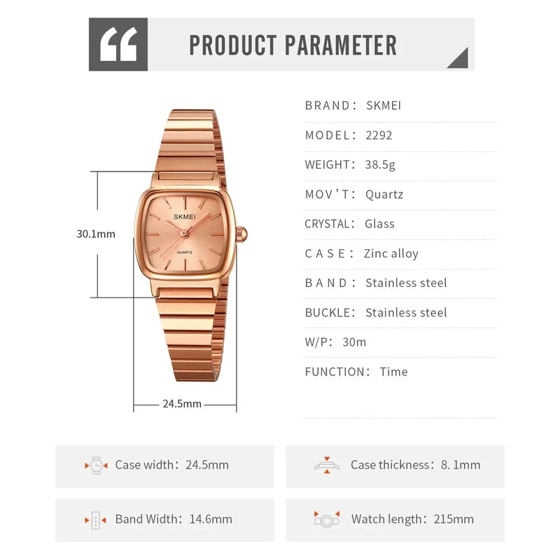 Women’s Quartz Wristwatch Waterproof Luxury Business Steel Watch - Multiple Colors