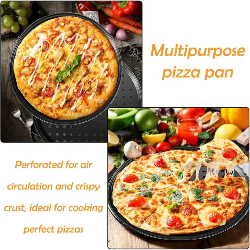 28cm Round Pizza Pan with Holes for Oven Baking Nonstick Steel Pizza Tray