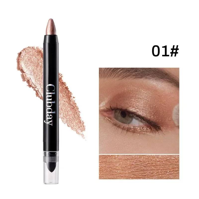Double Ended Eyeshadow Stick with Sponge Brush - Water-Resistant Cream Makeup Pencil