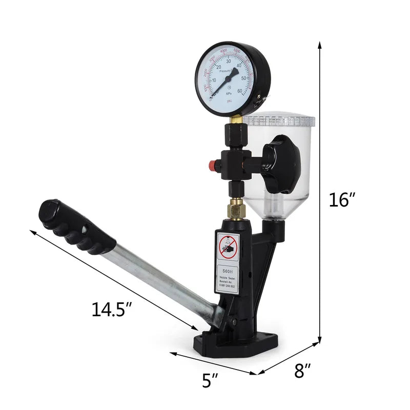 Diesel Fuel Injector Nozzle Tester with Dual Scale 6000 PSI for Car Truck Tractor