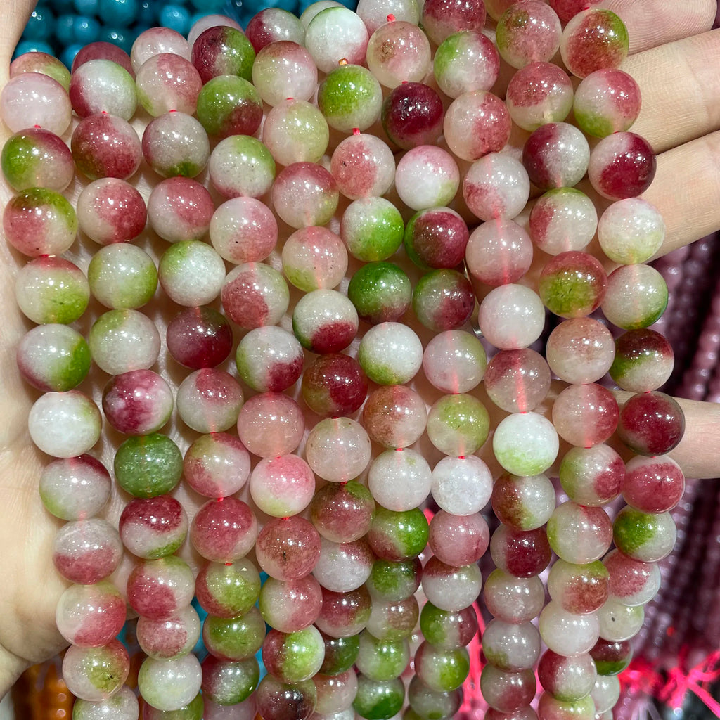 Multicolor Natural Stone Jade Chalcedony Beads for Jewelry Making - 6mm 8mm 10mm