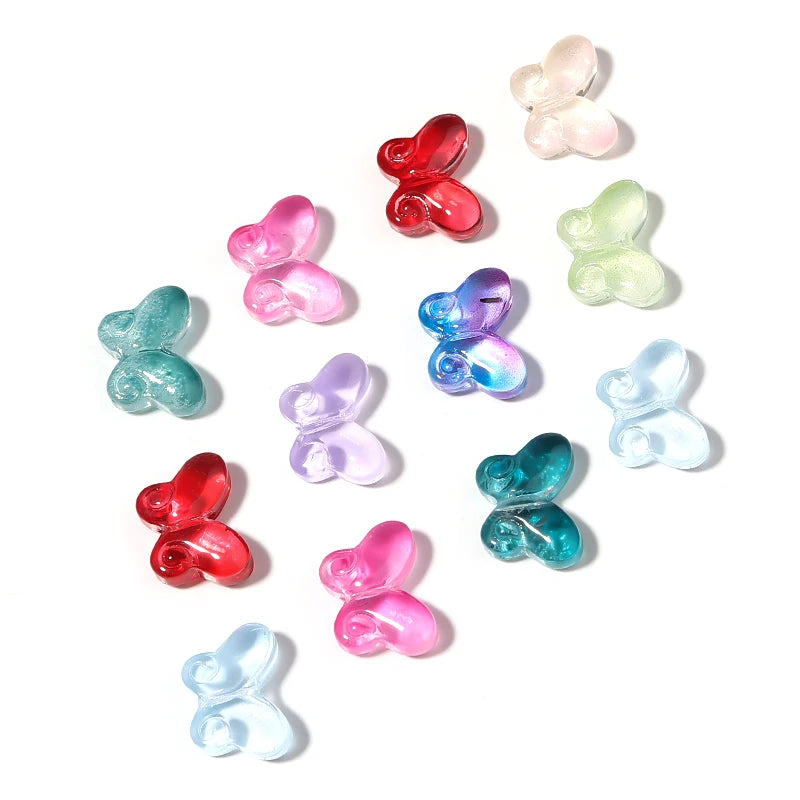50pcs Butterfly Glass Beads for Jewelry Making - Lampwork Czech Loose Beads