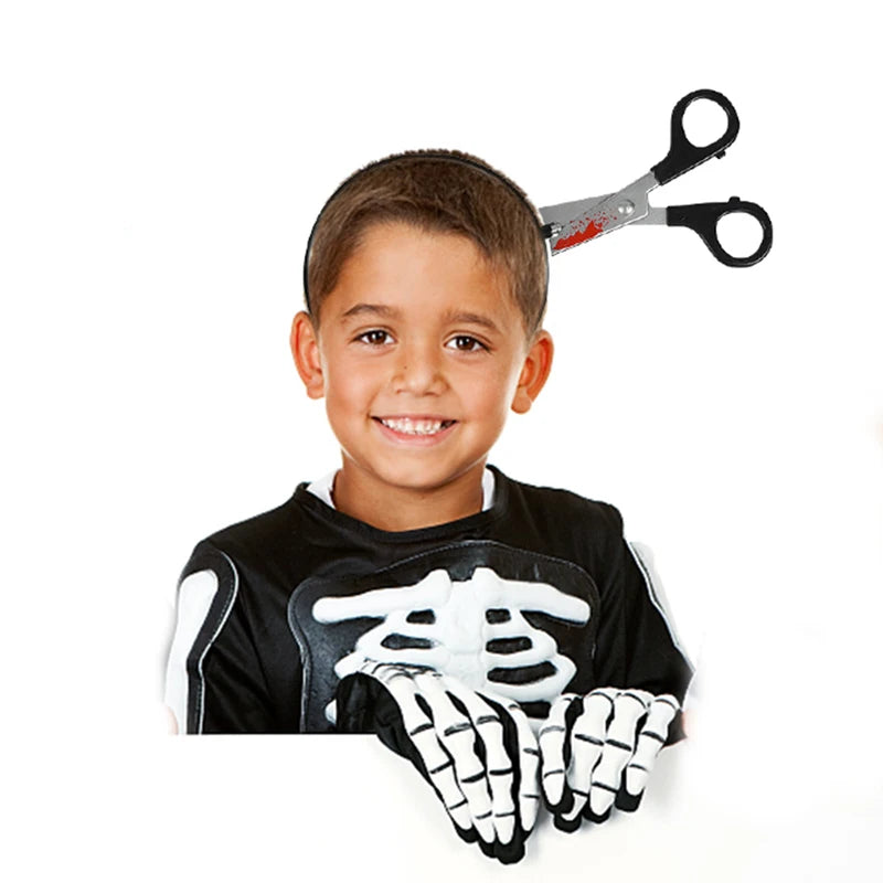Scary Halloween Headband Props with Knife Axe Scissors for Costumes and Party Decor