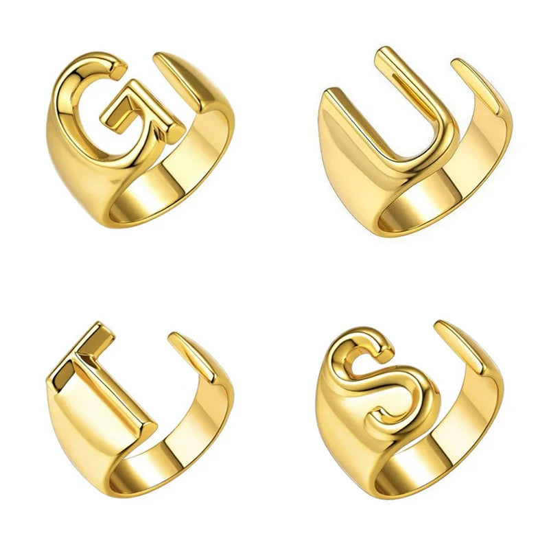 4pcs Letter Rings GUTS Punk Style Adjustable Jewelry for Women Men