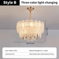 Modern Crystal Chandelier with Gold Finish - Dimmable Tri-Color E14 Fixture