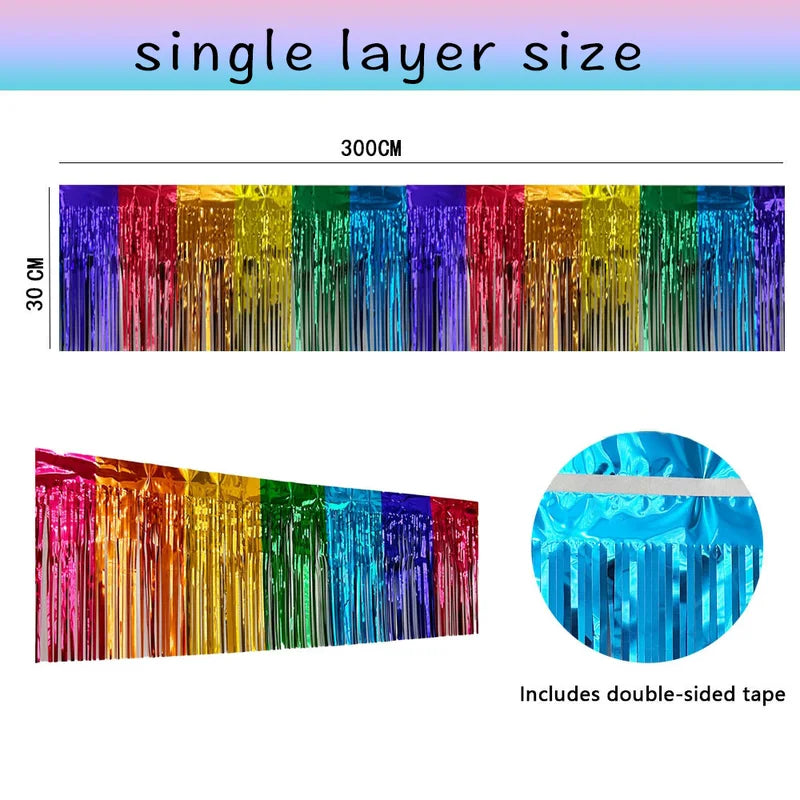 Foil Fringe Tinsel Garland - 2M Birthday Wedding Holiday Wall Decor