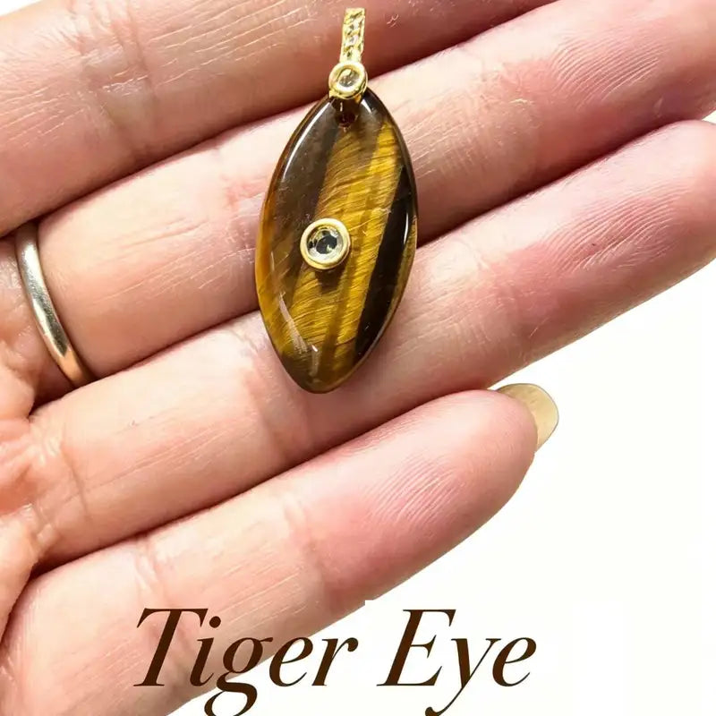 Natural Stone Pendant with Amethyst and Tiger Eye Water Drop Charm for DIY Jewelry Making