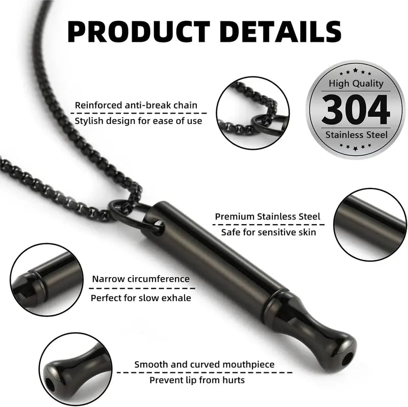 Titanium Steel Breathing Necklace for Anxiety Relief and Smoking Cessation