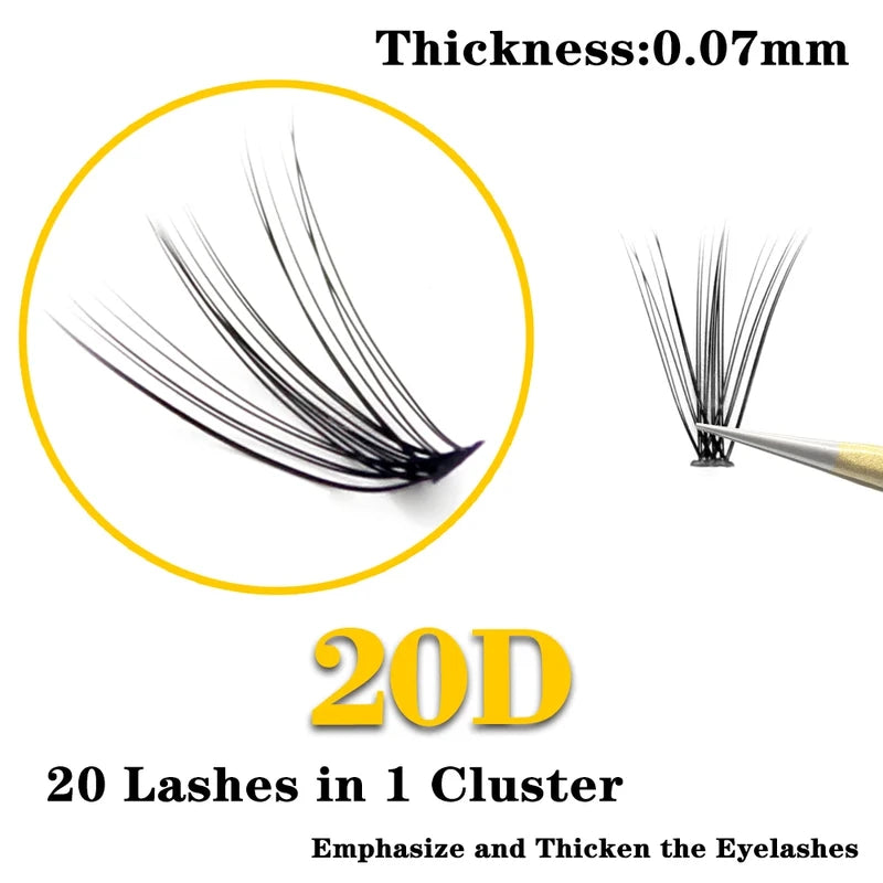 Segmented False Eyelash Extension Clusters DIY 240 Count 10D/20D Soft Natural Mink Lashes