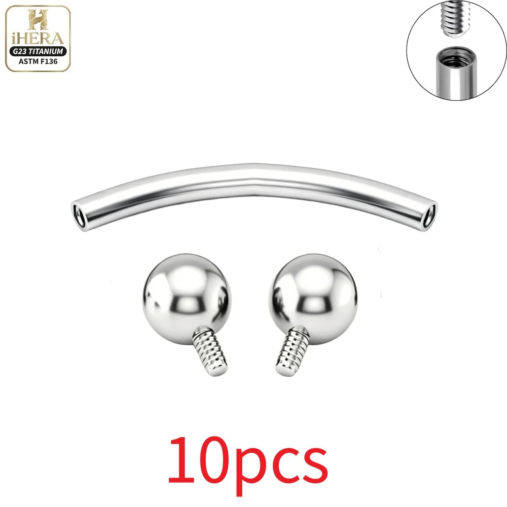 10PCS Titanium Labret Lip and Eyebrow Piercing Studs Body Jewelry
