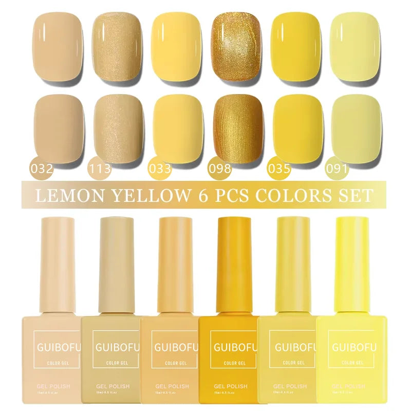 6-Pack 15ml Gel Nail Polish Set Semi-Permanent UV Varnish for Manicure & Nail Art