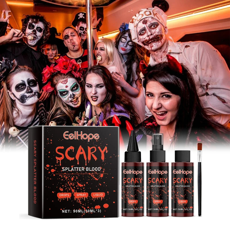Halloween Fake Blood Makeup Kit with Spray for Horror Costumes & Cosplay