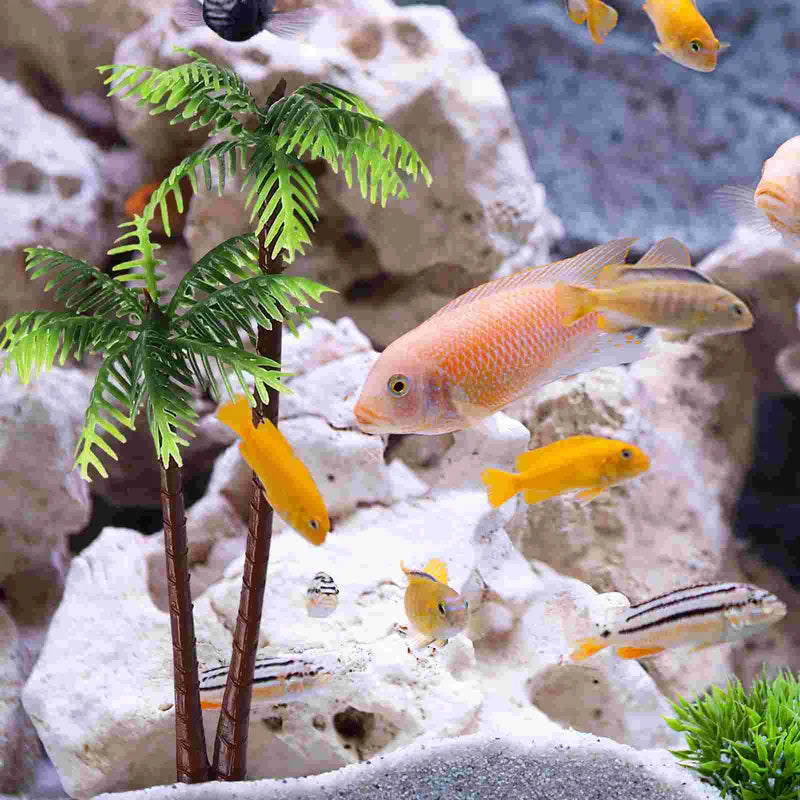 Miniature Coconut Tree Decor for Aquarium & Mini Landscape - 5 Pack