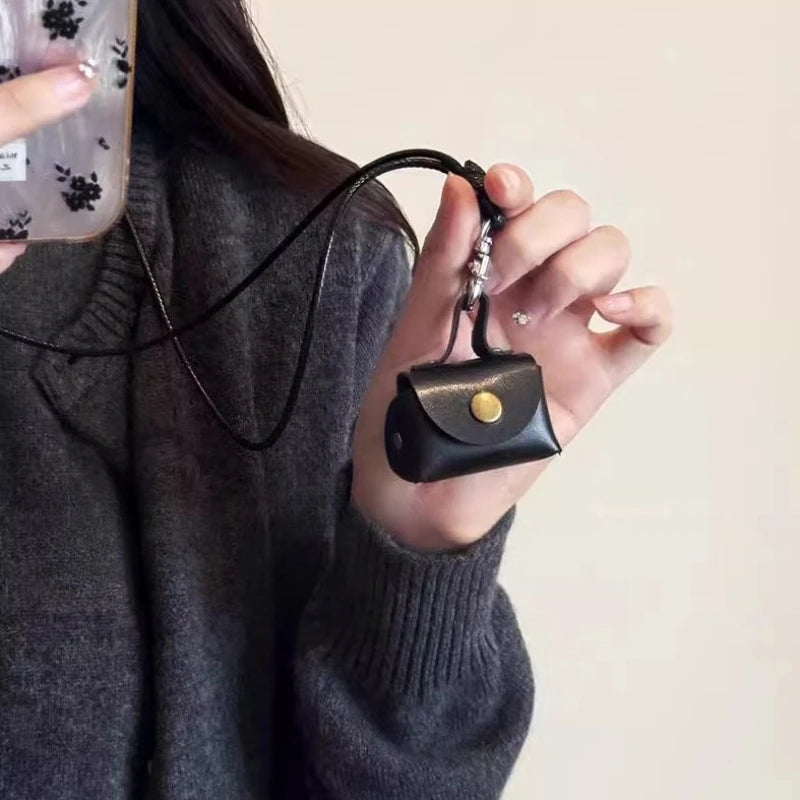 Women's Small Leather Bag Pendant Necklace - Vintage Korean Style Fashion Accessory