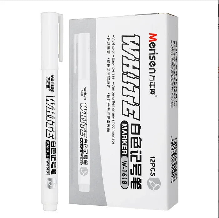 Waterproof White Marker Pen for Tattoo & Skin Marking - 1mm Tip
