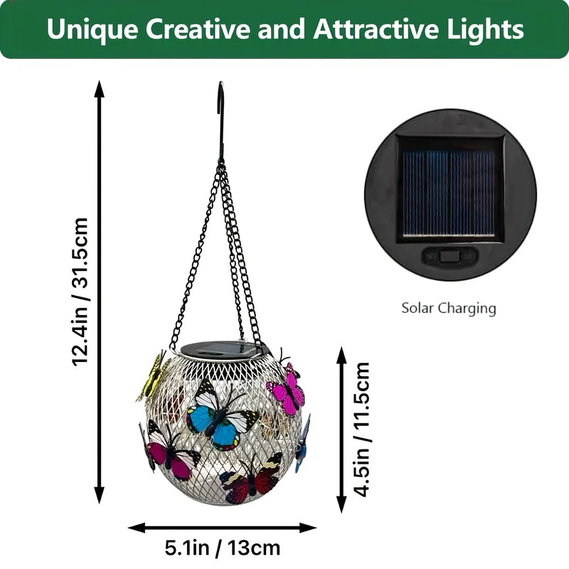 Solar-Powered Butterfly Lanterns Outdoor Hanging Lights Yard Decor - 1/2pcs