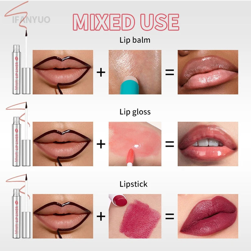 Long Lasting Waterproof Lip Stain & Lip Liner - Matte, Pointed End, 4 Colors