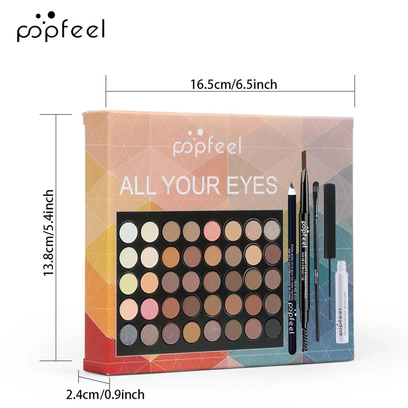 Eye Makeup Set with Eyeshadow Palette, Eyeliner, Mascara & Brow Pencil – Gift for Women