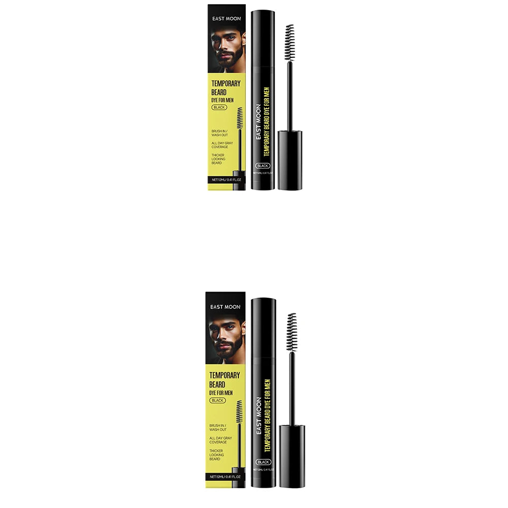 Men's Beard & Eyebrow Dye Kit Natural Black Long Lasting No Fade Moisturizing Formula