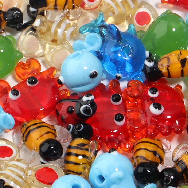 Cartoon Animal Glass Beads for Jewelry Making - 2-10pcs Loose Spacer Beads