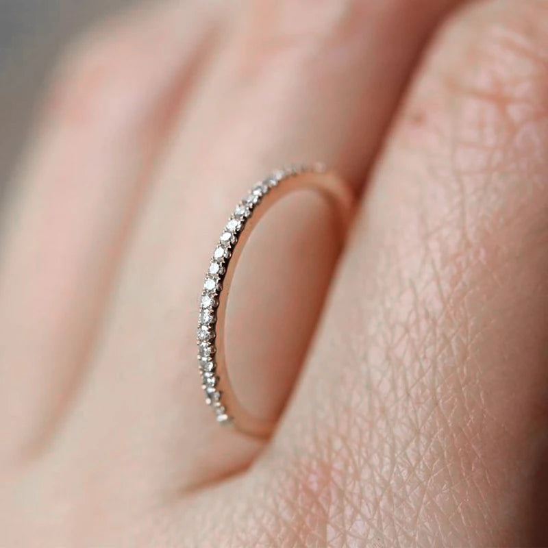 Minimalist Engagement Rings for Women Dainty Micro Pave Cubic Zirconia Jewelry