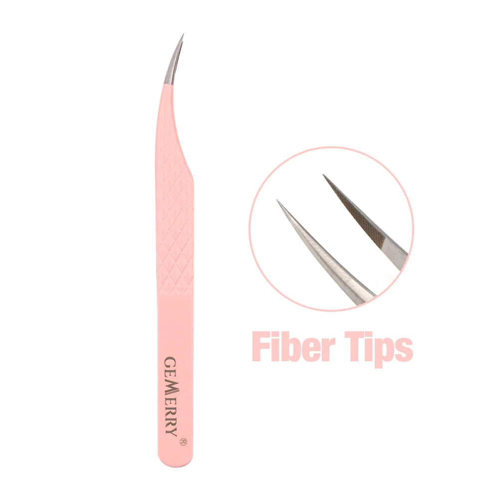 Fiber Tips Eyelash Tweezers - Professional Stainless Steel Makeup Tool
