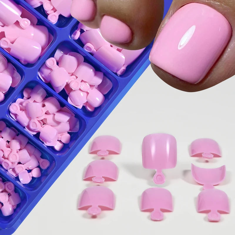 100Pcs Short Press-On Square Toenail Tips - Fake Acrylic Toe Nails