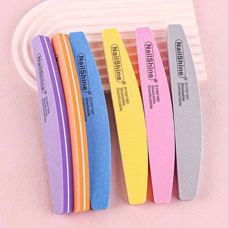 Professional Double-Sided Nail File Set - Colorful Buffing & Polishing Tools for Manicure & Pedicure