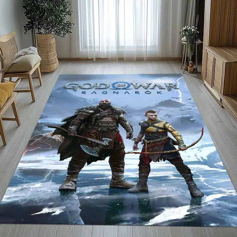 God of War Kratos Area Rug Non-Slip Soft Carpet for Living Room Bedroom Kids Playroom