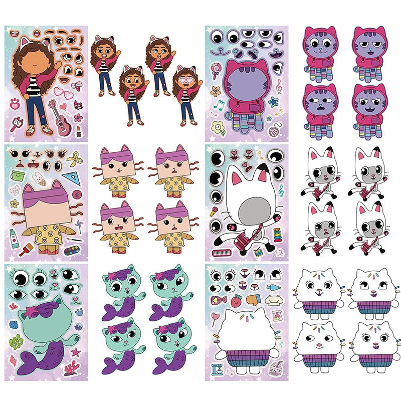 Children's Face Sticker Puzzle Sheets - DIY Interactive Kids Activity Set
