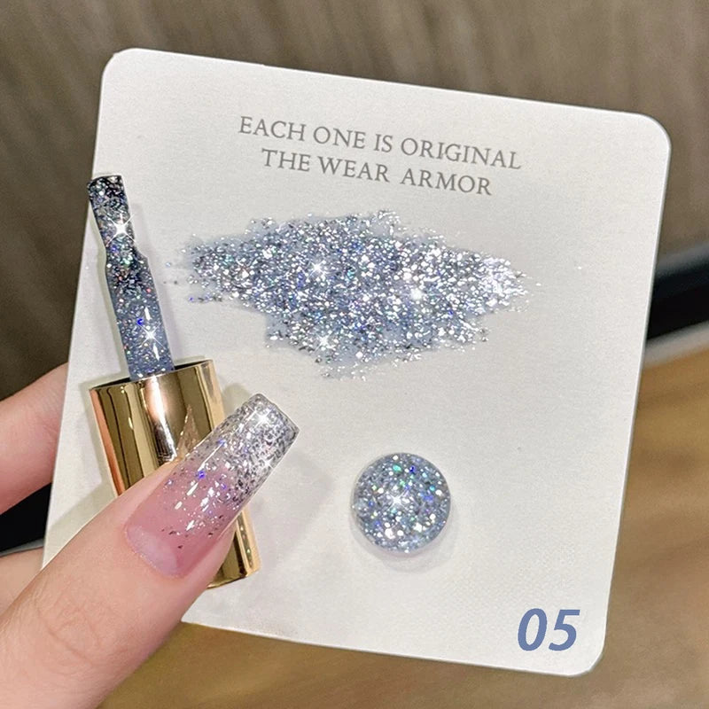Star-Chasing Moon-Chasing Gel Nail Polish Set - Bright White & Glitter Finish