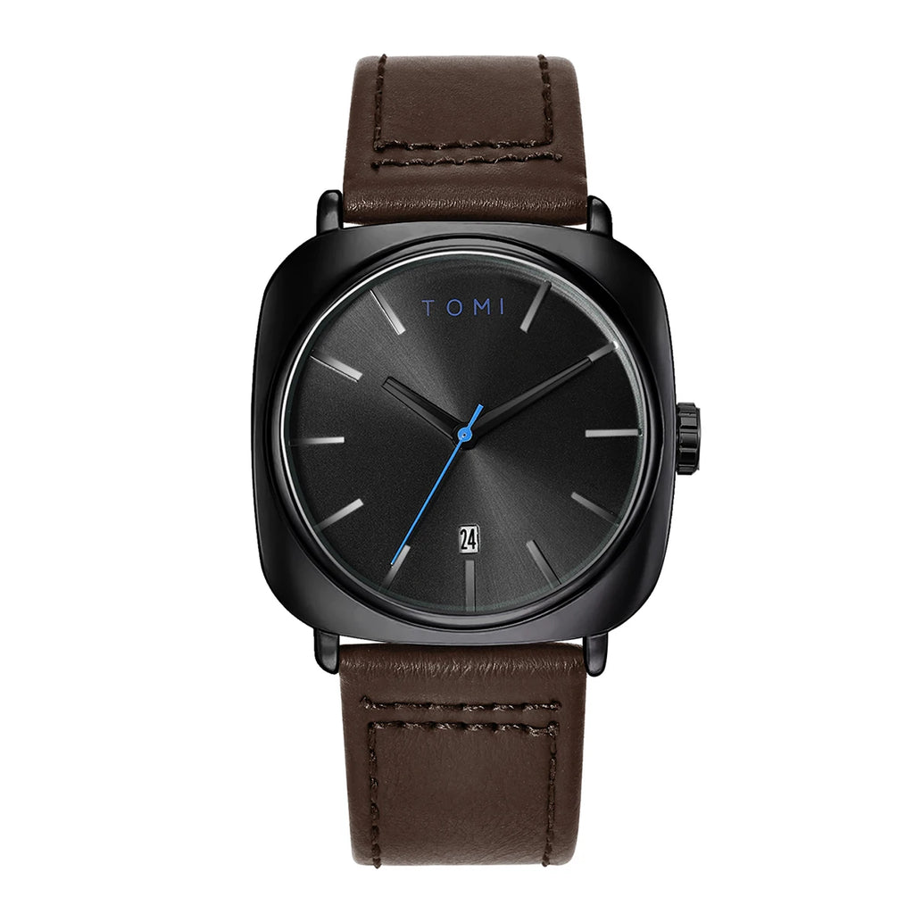 Men's Minimalist Business Square Disc Watch - Elegant Quartz Timepiece
