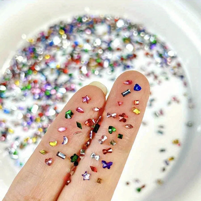 Mini Nail Art Rhinestones 500-1000Pcs Flatback Diamonds Mixed Shapes for DIY Manicure Decoration