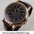 Automatic Men's Watch 42mm Multifunction with Leather Strap & Date Day Month