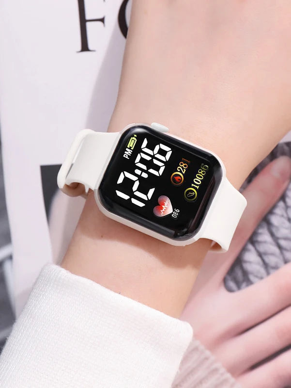 White Square Watch Set with Heart-Shaped Accessories for Valentine's Day & Birthdays