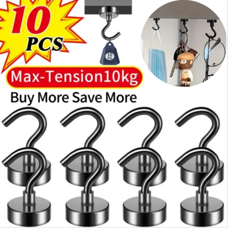 Heavy Duty Magnetic Hooks - 25Lbs Load Capacity, S-Hooks for Kitchen Garage Cabin