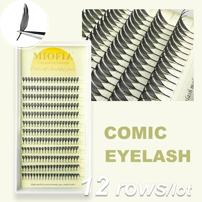 False Eyelash Fans - Feather Shape, C/D Curl, Premade Tower Lashes for Makeup