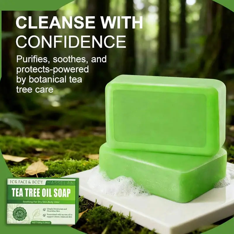 Tea Tree Oil Soap Bar for Face and Body - 100g Natural Acne & Skin Cleanser