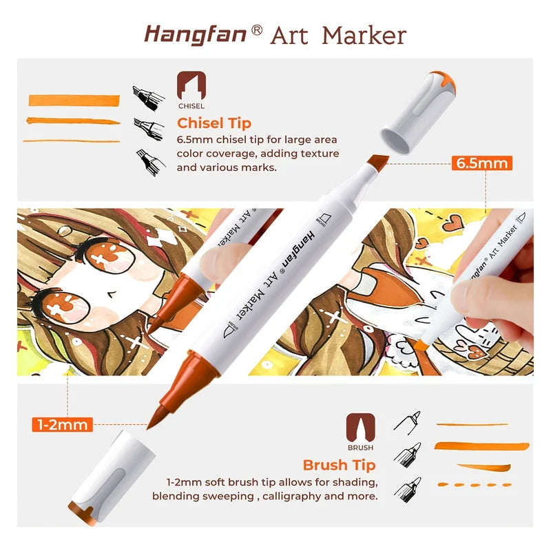 Skin Tone Markers Set - 30 Alcohol-Based Art Markers for Skin Tones, Dual Tips for Artists