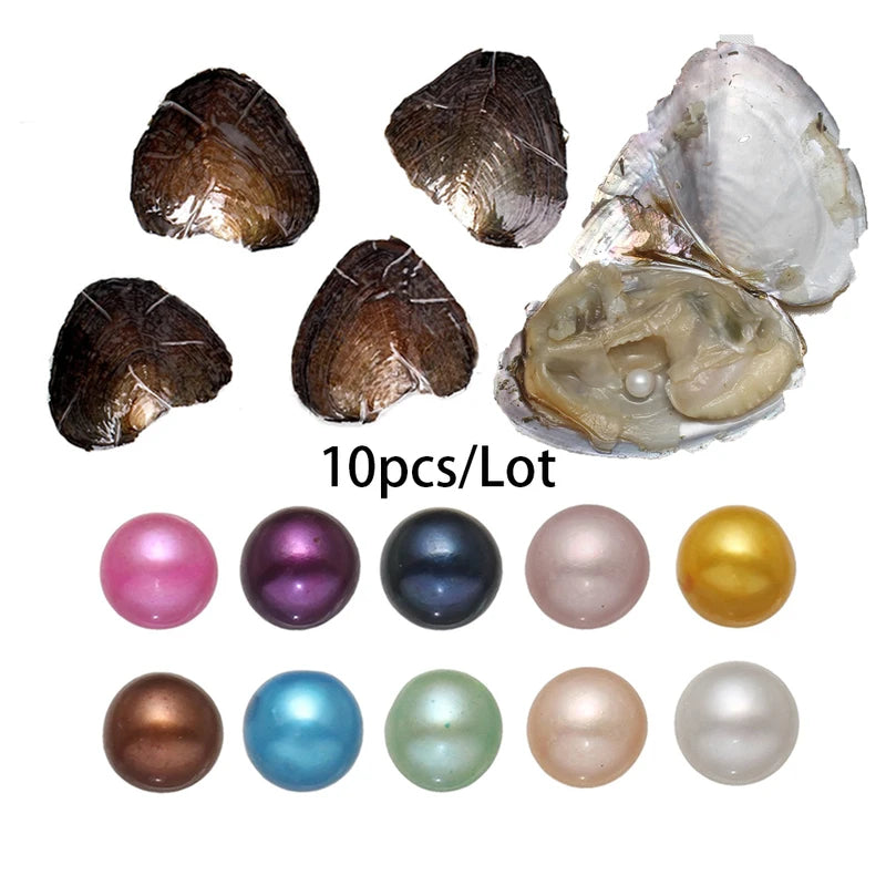 7-8MM AA+ Freshwater Cultured Pearl Oyster Gift Set - 10 Pieces