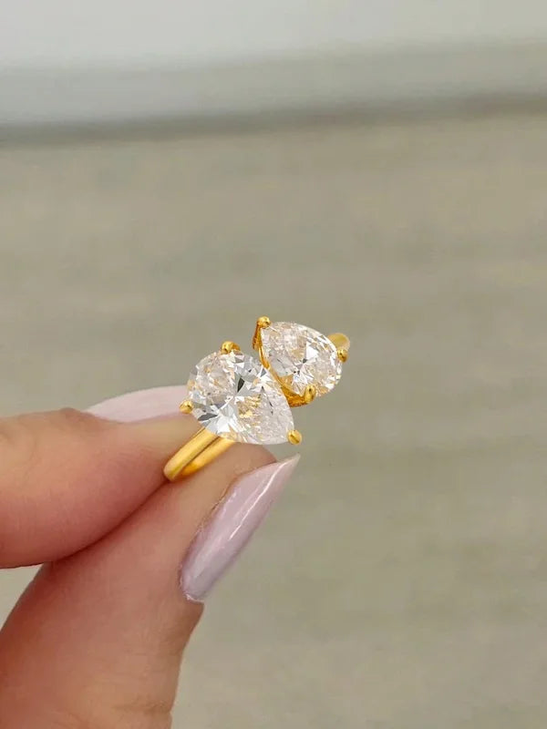 Sterling Silver Water Drop Finger Ring for Women, Wedding Jewelry Gift