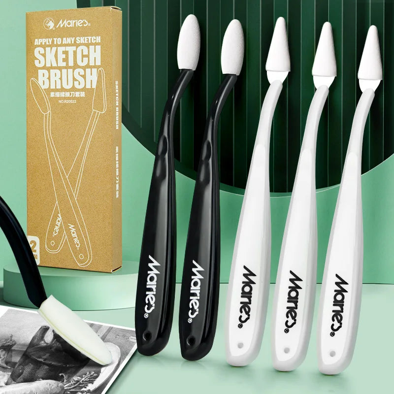 Sketch Blending Brush with Replaceable Sponge Head for Art Highlights and Shading