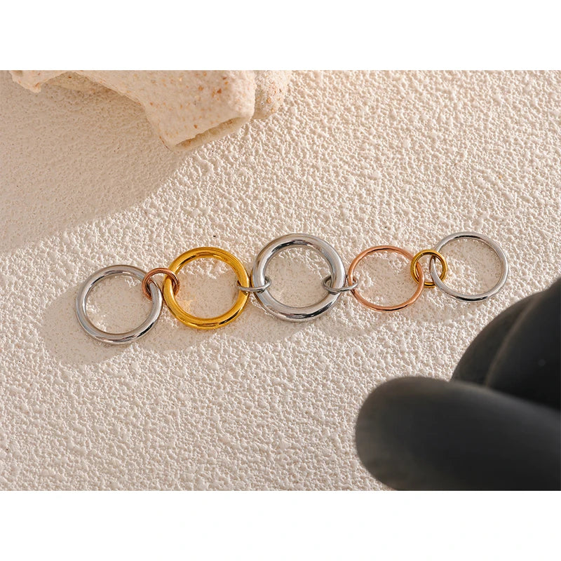 Stainless Steel Stackable Rings Set for Women – 3 Colors, PVD Gold Plated Jewelry