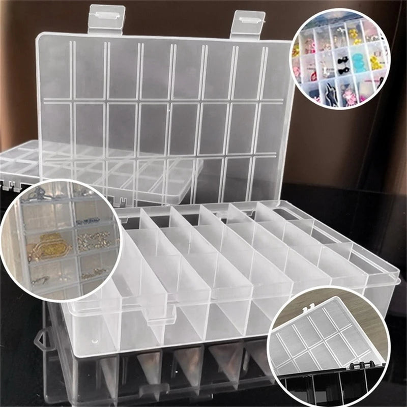 24-Grid Plastic Storage Box Organizer for Crafts Jewelry Beads & Items