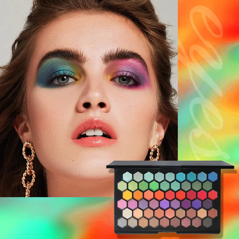 54-Color Eyeshadow Palette - Earth Tones & Rainbow Shades for Versatile Makeup