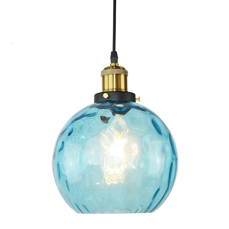 Modern LED Glass Pendant Light - Blue Hanging Lighting Fixture for Living and Dining Rooms