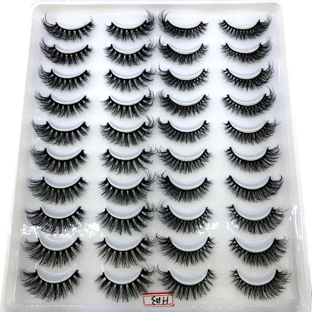 False Eyelash Pack 20 Pairs Fluffy Wispy Volume Reusable Strip Lashes